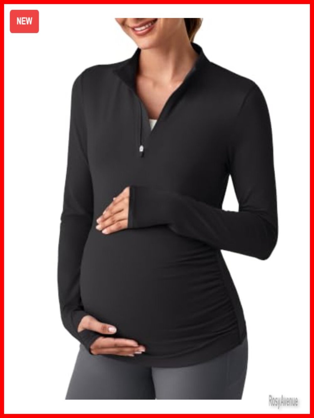 Lightbreeze Maternity Long Sleeve Quarter Zip Pregnancy Top